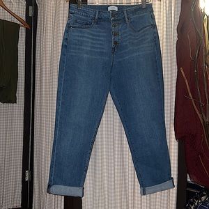 LOFT OUTLET Button Fly Denim Curvy High Rise Straight Leg Capri Jeans~LIKE NEW!